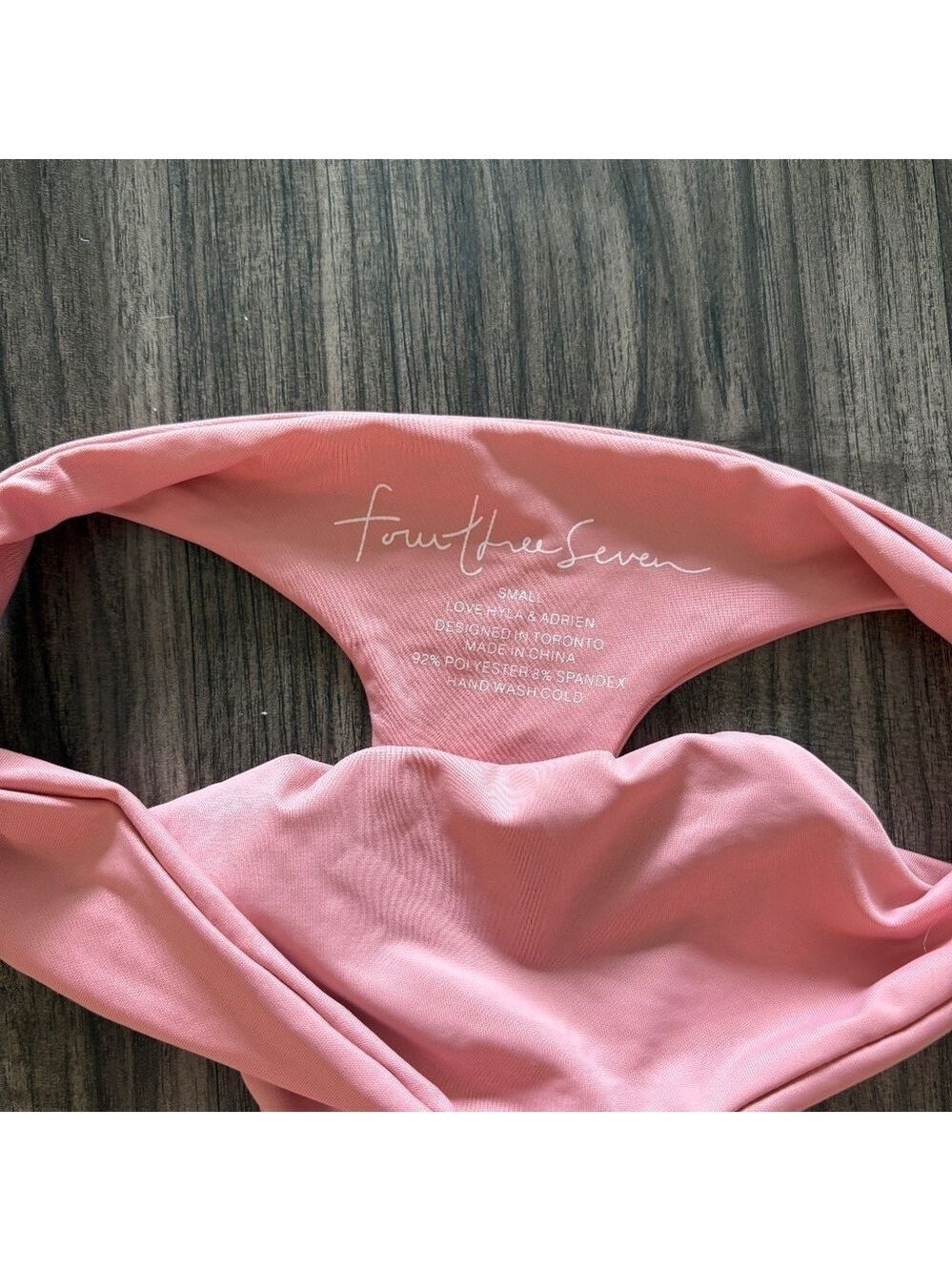 437 Active Swimwear Womens Pink Tie-Front Bandeau Bikini Set Small - Picture 6 of 10
